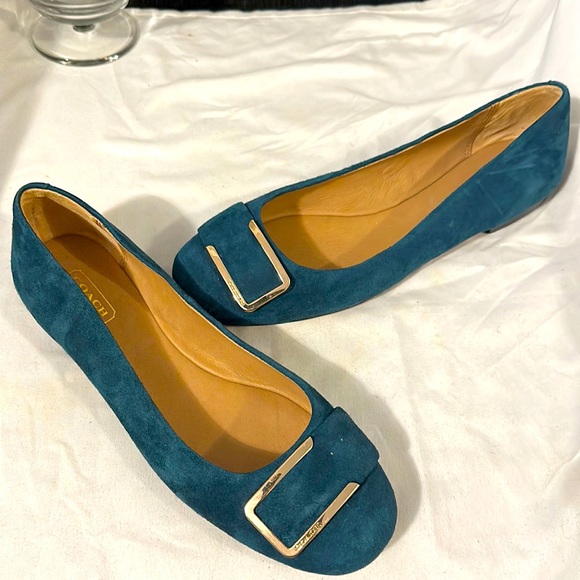 Coach Shoes - Coach Unique Suede Flats 7.5 Ocean Blue New
